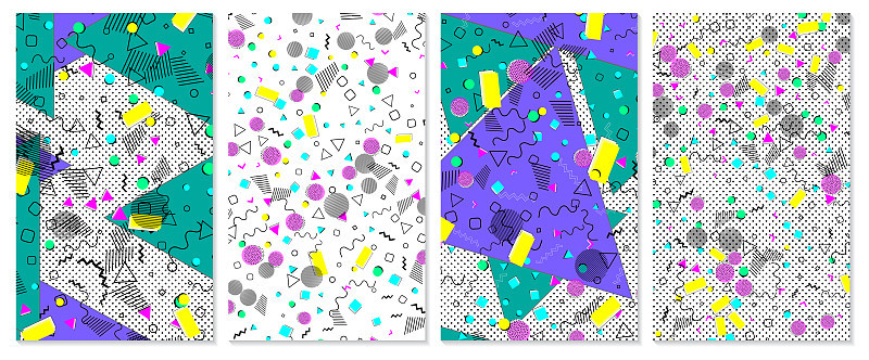 Set of   pattern. Pop art color background.