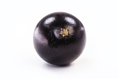 一种巴西水果，叫jabuticaba或jaboticaba。孤立在白色背景上。有机水果，不含防腐剂。