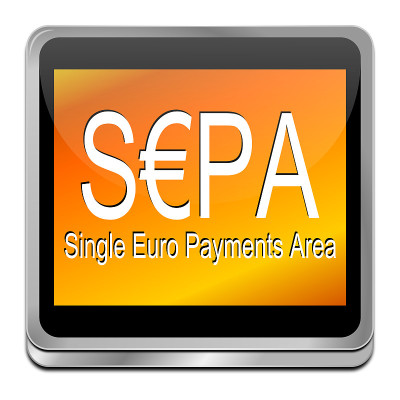 SEPA -单一欧元支付区域按钮- 3D插图