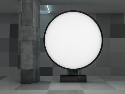 空白广告牌横幅显示。模板模型。3 d