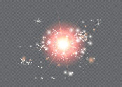 发出光的效果。星星闪耀着光芒。太阳。