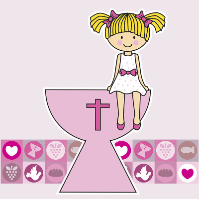 女孩第一次圣餐卡