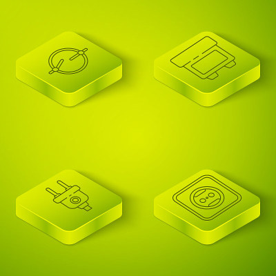 Set Isometric Fuse, Electric plug, Electrical outl