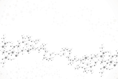 结构分子和通信。Dna,原子,神经元。科学的设计理念。用点连接线。医学，技术，化学，科学背景。矢量插