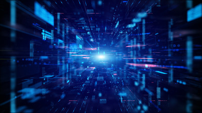 Blue Digital cyberspace and digital data network c