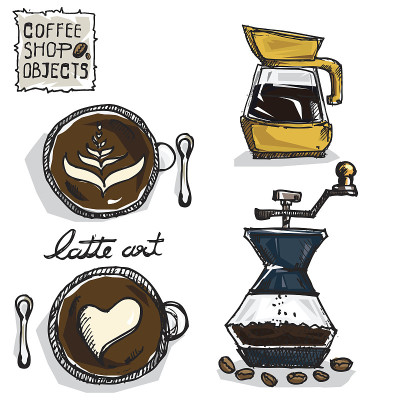 coffee drawing objects咖啡绘画对象