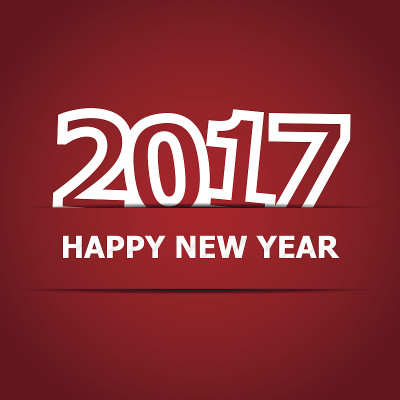 红色背景下的2017新年快乐