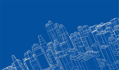 线框城市，蓝图风格。向量