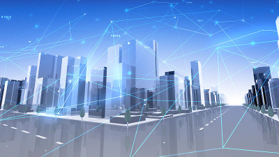 数字城市网络建设技术通信数据业务3D插图背景