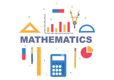 学习数学教育和知识背景卡通矢量插图。科学，技术，工程，公式或基础数学