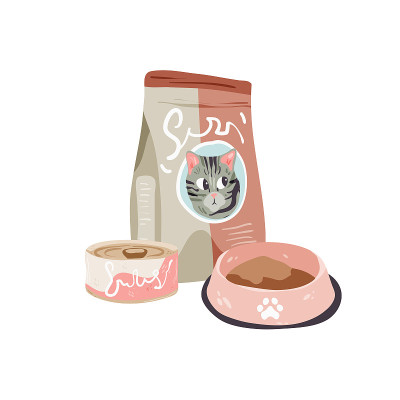 猫粮隔离白色载体插图。