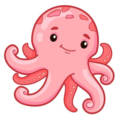 可爱的章鱼卡通。章鱼剪纸矢量插图