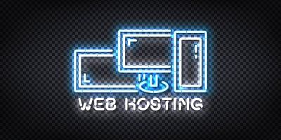 向量现实孤立霓虹标志的Web主机。