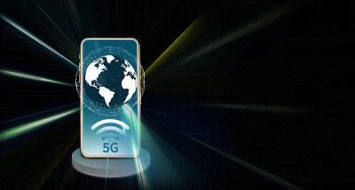 3D插图数字网络5G互联网5G无线网络现代连接概念