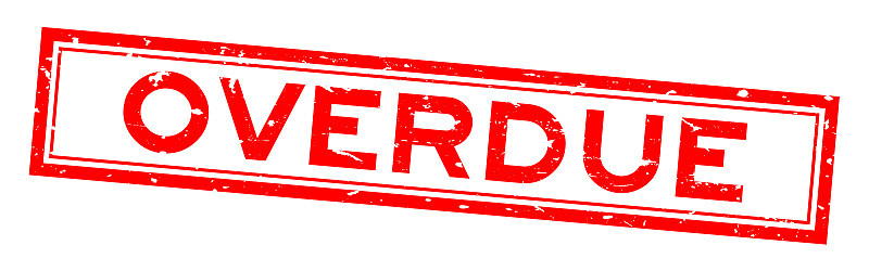 Grunge red overdue word square rubber seal stamp o