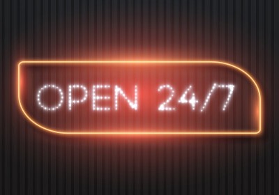 开放24小时发光的霓虹灯