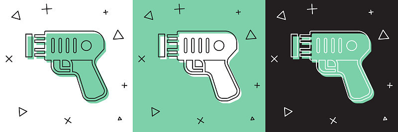 Set Police electric shocker icon isolated on white