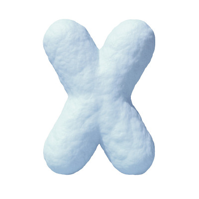 雪字体字母X 3d渲染