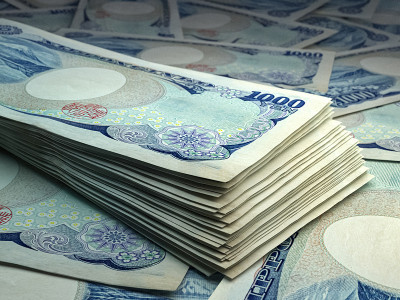 日本的钞票。日元账单。1000日元人民币。商业、金融背景。
