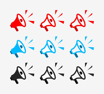 Icon of loudspeaker. Loud bullhorn for announce. S