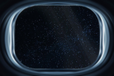 星际旅行期间从宇宙飞船窗口看到的景象