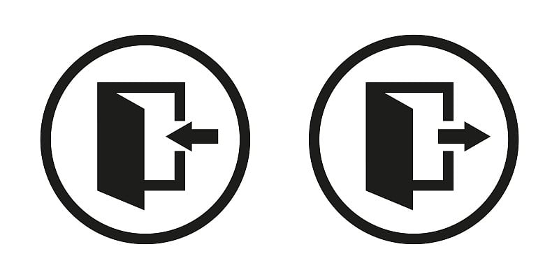 Exit and entrance icon. Vector isolated element.