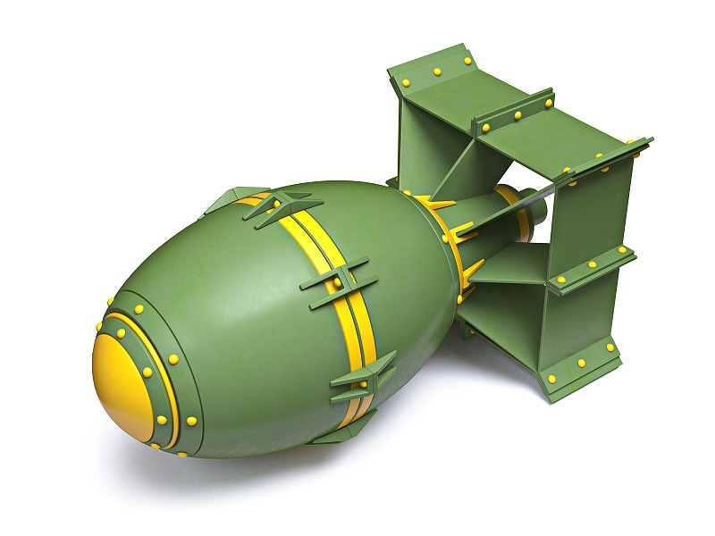 黄绿色卡通空中炸弹3D