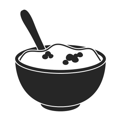 土豆泥图标在黑色风格孤立在白色背景。加拿大感恩节符号股票矢量插图。