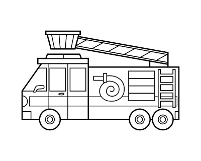 儿童涂色本，消防车