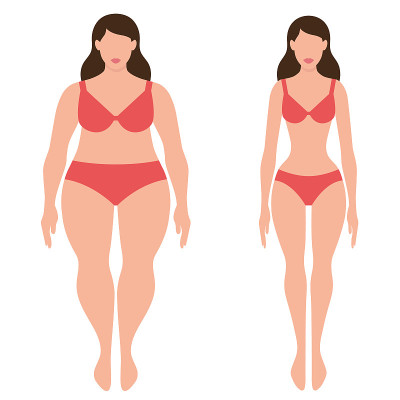 Fat and thin woman before and after concept vector