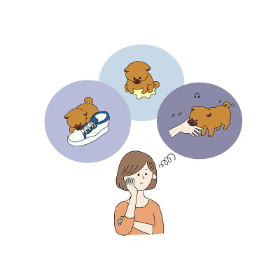 一个女人担心管教一只狗