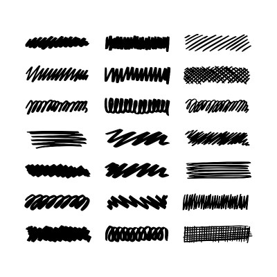 Brush strokes hand drawn set