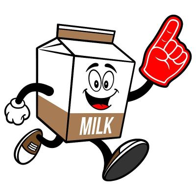 Chocolate Milk Carton Mascot running with a Foam F