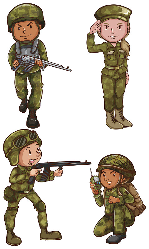 士兵们的简单素描