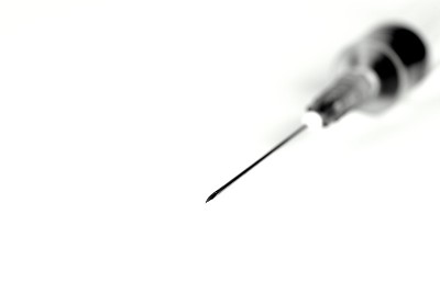 Close-up syringe on isolated white background