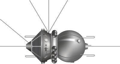 第一艘宇宙飞船“东方号”。矢量图