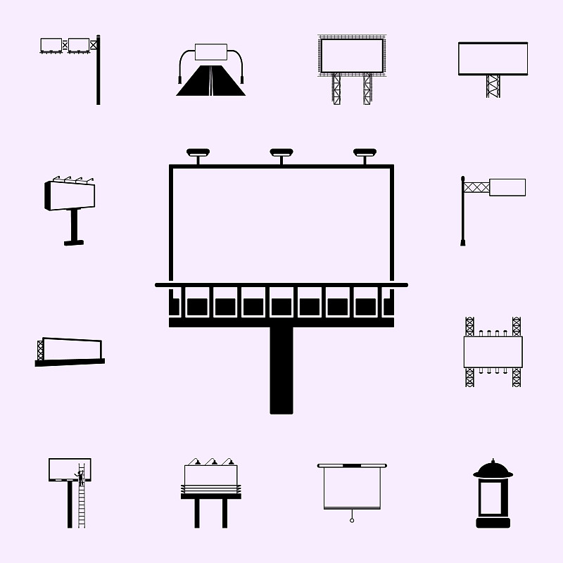 街头广告牌上的图标。广告牌图标普遍设置为网络和移动