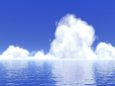 美丽的海景和夏云