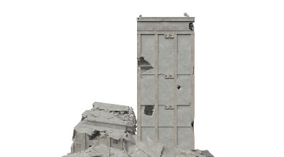 废弃的建筑孤立在白色3d插图