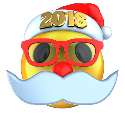 3d黄色表情微笑2018圣诞帽