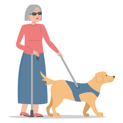 盲人妇女与病犬隔离行走