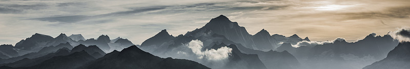 瑞士阿尔卑斯山的全景