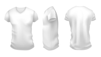 Men s white t-shirt with short sleeve mockup. Fron