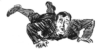 英国讽刺漫画漫画插图人脸先倒在地上