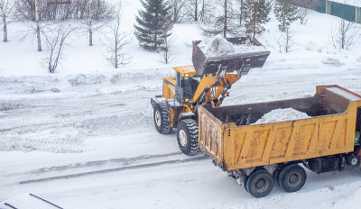 清理和清理城市道路在冬天的积雪