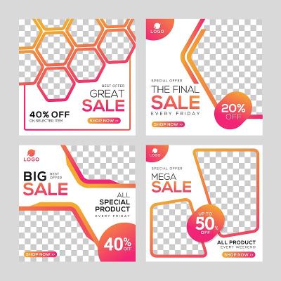 Set of Social media post template banners