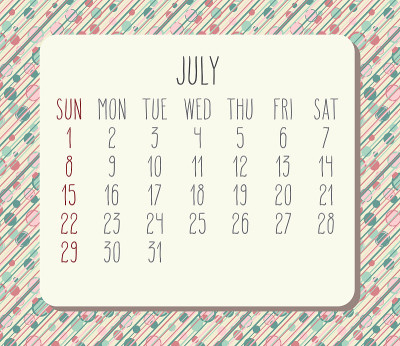 2018年7月日历