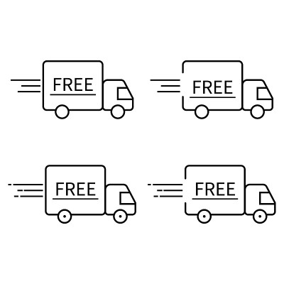 免费送货的卡车。交通图标集。