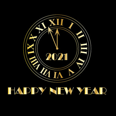2021年新年快乐黄金装饰钟