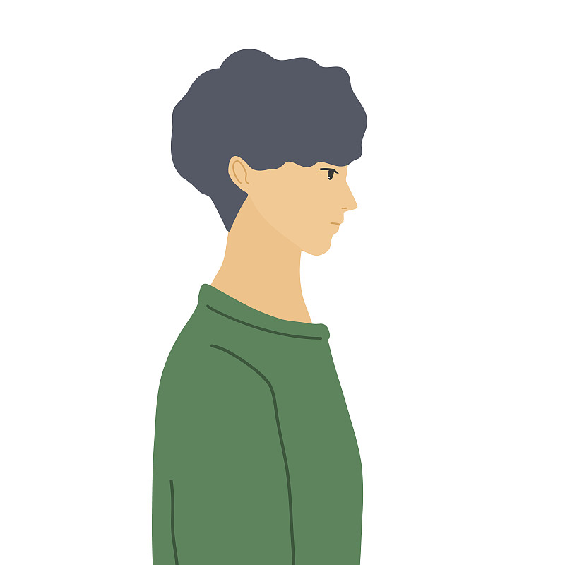 矢量平面插图的侧面男性。